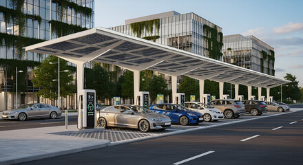 Futuristic Eco Bus Stop with Solar Roof