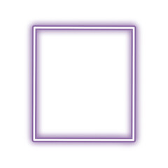 A glowing purple neon frame in the shape of a rectangle on a white background.