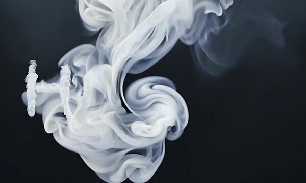 Smoke gradually forms the word 'HENAN' in a captivating sequence, showcasing the fluid motion and ethereal quality of vapor against a dark background, creating a mesmerizing visual experience
