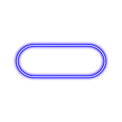 A vibrant, neon blue oval graphic element with a glowing outline.