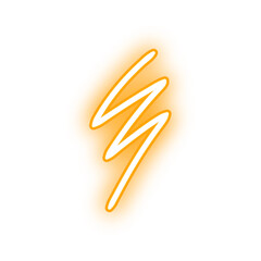 Glowing orange lightning bolt graphic with a neon effect on a white background.