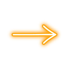Obraz premium Neon orange arrow pointing right, simple design.