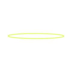 A thin, bright neon yellow-green oval line drawn horizontally on a plain white background, resembling a minimalist halo or a simple graphic element.