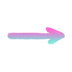 A vibrant, painted arrow with a gradient of pink, purple, and blue pointing to the right.
