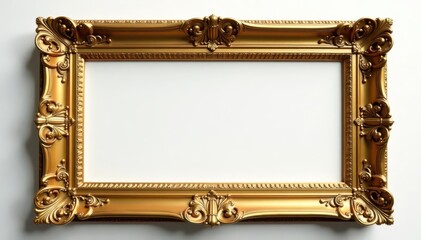 Intricate gold frame, rich detailing, clean background , isolated, rococo, classic