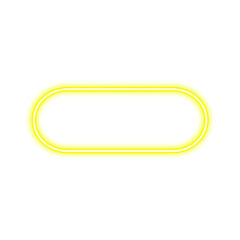 Glowing yellow neon rectangle with rounded corners on white background.