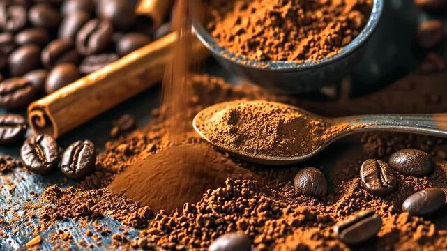 coffee beans and a cup of coffee. Selective focus. nature.