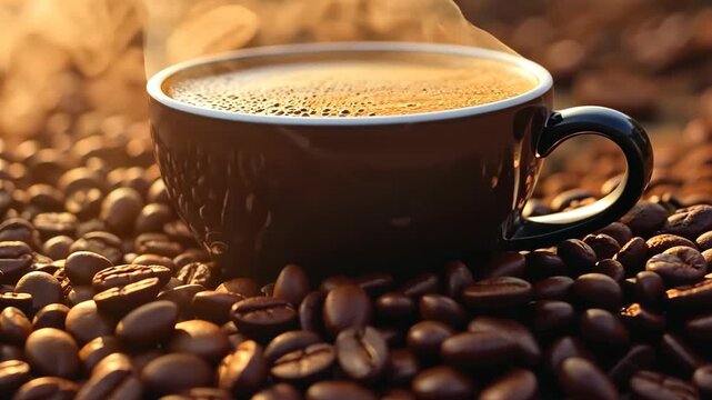 coffee beans and a cup of coffee. Selective focus. nature.