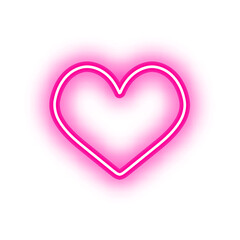 A vibrant, glowing neon pink heart shape, perfect for romantic designs and Valentine's Day celebrations.