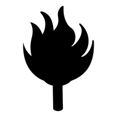 Silhouette of burning torch or flame on a white background graphic