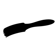 Black silhouette of a grooming brush with short bristles on one side