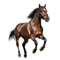 Obraz premium Brown horse is running with its head up and its tail down