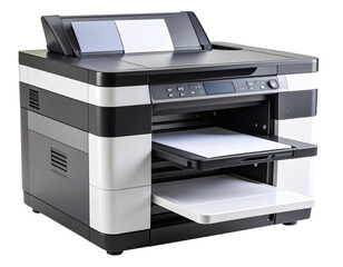  Realistic Modern Inkjet Printer with Paper Tray and Control Panel, Transparent Background