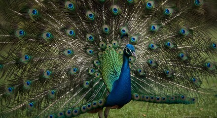 Obraz premium Majestic Peacock with Splendid Feathered Display