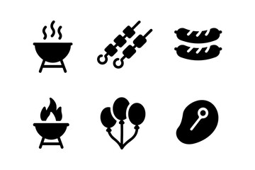 Silhouette icons of grilling and barbecue essentials