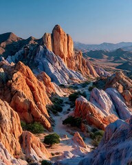 Desert landscape with striking colorful rocks high resolution picture