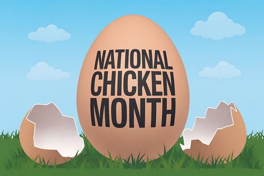 Celebrate National Chicken Month with this vibrant egg design, perfect for poultry promotions and food branding