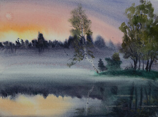 foggy morning on the river