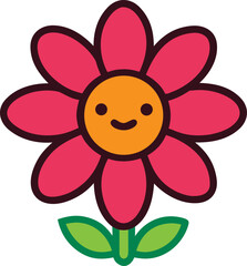 Flower cartoon cute color vector illustration.