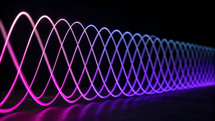 Vibrant neon light helix pattern with purple and pink gradient