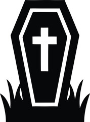 Obraz premium coffin silhouette vector icon illustration
