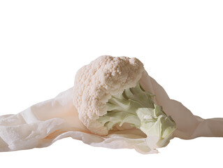 
Whole Raw Cauliflower Head on a White Cloth PNG
