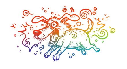 Obraz premium Excited Cartoon Dog Running with Excitement