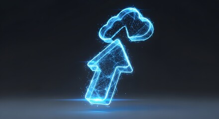 Digital cloud upload arrow for data transfer and access technology in the connected world