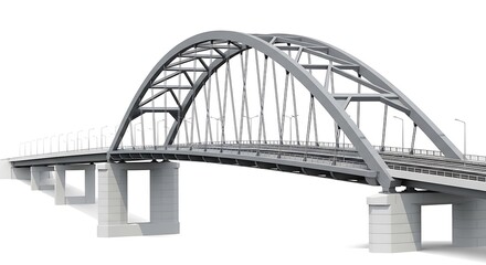 Impressive arching steel bridge design with intricate lattice work overhead view