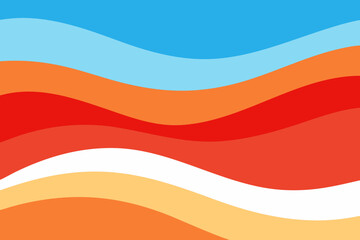 Abstract wavy background with vibrant colors representing sky ocean and sunset
