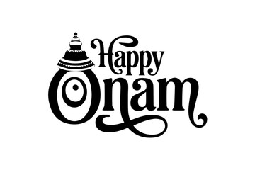 Happy Onam decorative typography design festive lettering