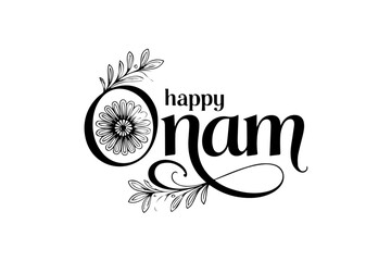 Happy Onam decorative typography design festive lettering