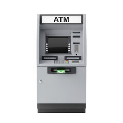 Modern atm machine for easy cash withdrawal and financial transactions isolated transparent background