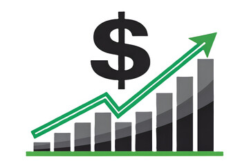 Stylized graphic representation of financial growth and upward trend with dollar symbol