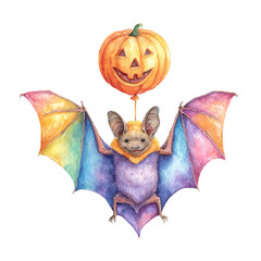 Naklejka premium halloween pumpkin with bats