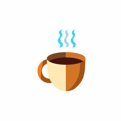 Warm Cup of Coffee Flat Illustration with Steam Isolated on White Background