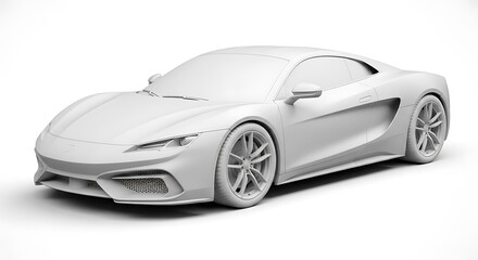 Obraz premium Sleek gray sports car model with modern design and alloy wheels showcased