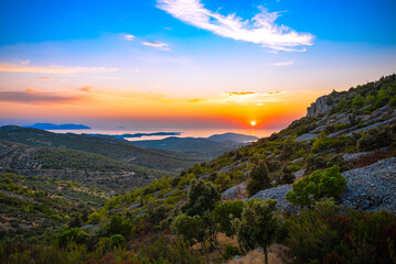 Scenic Sunset Over Hvar Island, Croatia