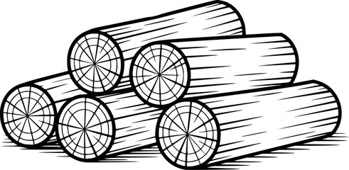 Fototapeta premium Stacked Firewood Logs with Visible Grain and Rings timber