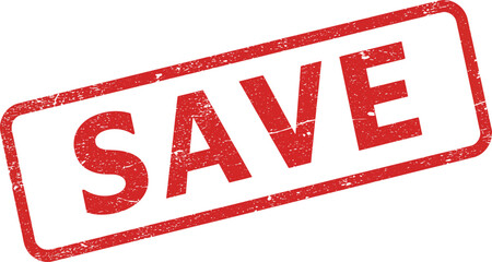 Red save stamp on white background for discount or promotion on transparent background