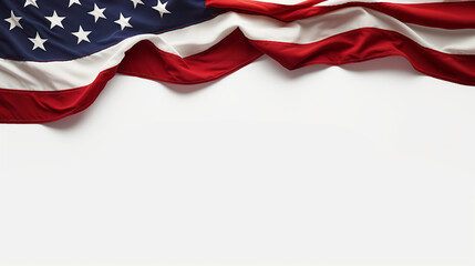 Clean white background with small corner element in the form of American flag, Constitution Day and Citizenship Day of the USA, minimalist, space for text.