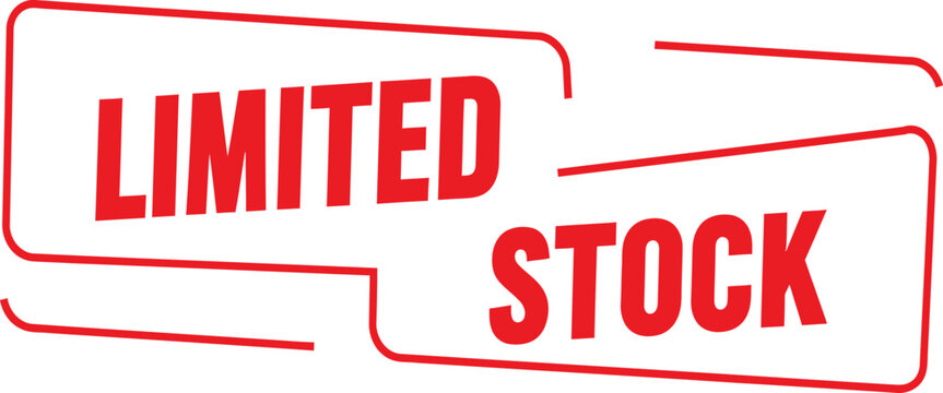 Limited stock red stamp on white background for indicating low inventory levels clearly on transparent background