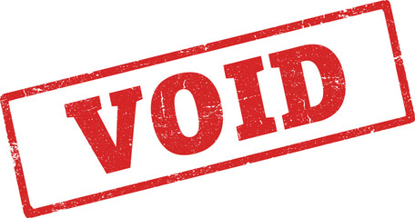 A red void stamp on a white background for invalid or canceled documents on transparent background