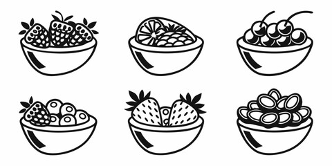 Six Bowls of Fresh Berries and Fruit