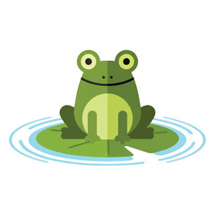 Whimsical frog on lily pad advertisement banner