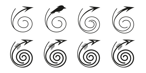 Stylized Arrows and Bird Silhouette Collection