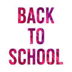 Back to school text with pink and purple abstract design isolated on transparent background