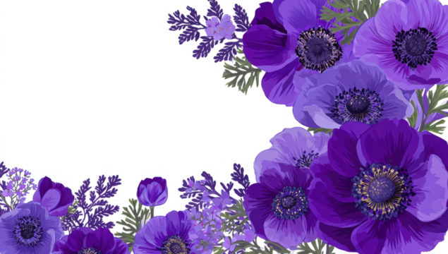 Vivid Purple floral: An artistic floral arrangement blooms in hues of purple, lavender, and other complementing tones, creating a visually stunning display of nature's artistry. 