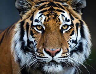 Naklejka premium Close-up Portrait of a Majestic Siberian Tiger.