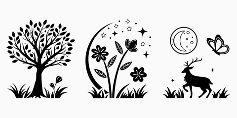 Whimsical Nature Scene with Deer and Butterfly